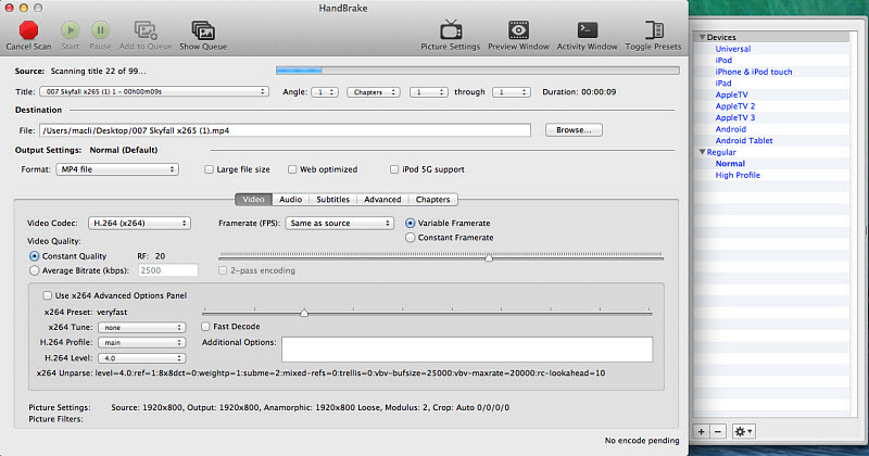 handbrake for mac 10.5